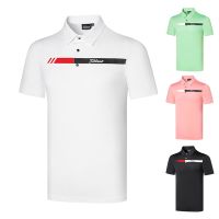 ① ฤดูร้อนใหม่ Titleist กอล์ฟเสื้อผ้าผู้ชายเสื้อแขนสั้นเสื้อยืดระบายอากาศเหงื่อ Wicking กอล์ฟโปโลริ้วรอยบนเสื้อผ้าแจ็คเก็ต