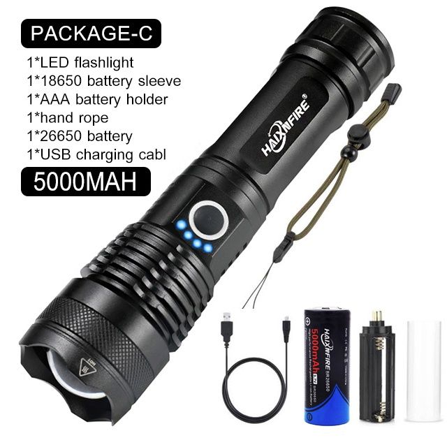 HAIXNFIRE H002 Escort Flashlight XHP50 LED Rechargeable Outdoor Camping ...