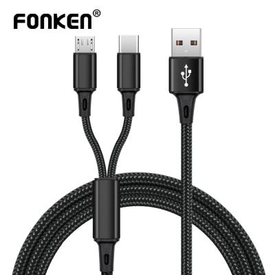 FONKEN 2 in 1 Micro USB Type C Cable For Samsung Xiaomi Fast Charge Cable Android Cell Phone Microusb USB C Cable  For Huawei Cables  Converters