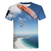 Y2K มากกีฬา paragliding กราฟิกเสื้อยืดสำหรับผู้ชายฤดูร้อนแขนสั้นเสื้อยืดขนาดบวกฮาราจูกุ streetwear ท็อปส์