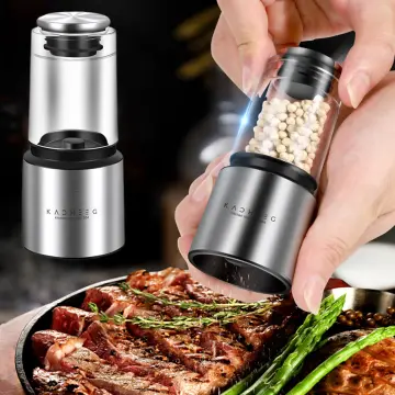 Clear Acrylic Salt and Pepper Grinder Refillable Sea Salt Pepper Grinder  Kitchen Pepper Shaker for Sea Salt Adjustable Coarseness Ceramic Grinder 