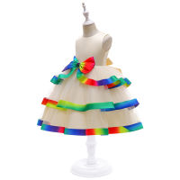 European And American Foreign Trade Christmas Childrens Dress Princess Dress Girl Mesh Rainbow Dress Sleeveless Girl Show Skirt