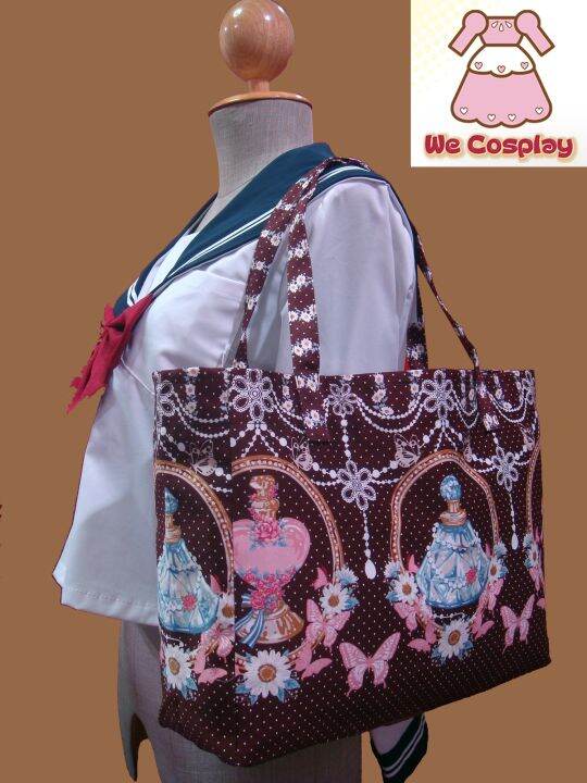 กระเป๋าโกธิคโลลิต้า-ลายคอสเมติก-cosmetic-print-gothic-lolita-tote-bag-ถุงช้อปปิ้ง-ถุงผ้า-ถุงหูหิ้ว-กระเป๋าผ้า-กระเป๋าสะพายบ่า