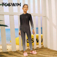 TOSWIM ชุดว่ายน้ำเด็กกางเกงแขนยาวหนึ่งชิ้นสำหรับเด็กผู้หญิงเพื่อความอบอุ่นและป้องกันแสงแดดแฟชั่น2023จินตนาการผลิตภัณฑ์ใหม่ชุดว่ายน้ำ Mumot5