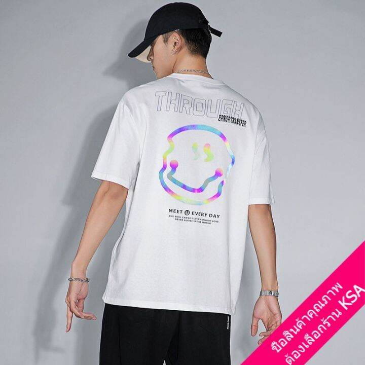 miinshop-เสื้อผู้ชาย-เสื้อผ้าผู้ชายเท่ๆ-เสื้อยืดแขนสั้นสไตล์เกาหลีผู้ชาย-oversize-เสื้อผ้าแฟชั่นวัยรุ่น-เรืองแสง-เสื้อโอเวอร์ไซส์แนวสตรีท-อทรงหลวม-xxl-เสื้อผู้ชายสไตร์เกาหลี