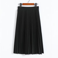 Spring and Autumn New Fashion Womens High Waist Pleated Solid Color Half Length Elastic Skirt Promotions Lady Black Pink