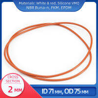 โอริง CS 2 มม. ID 71 มม. OD 75 มม. วัสดุพร้อมซิลิโคน VMQ NBR FKM EPDM ORing Seal Gaske-Lusjeh