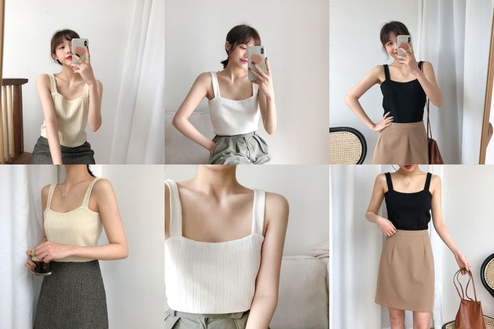 พร้อมส่ง-เสื้อกล้ามไหมพรมผ้าร่อง-สไตล์เกาหลีเกาใจ-ใส่ซับในหรือเดี่ยวๆก็น่ารักปังมากคร่า-lg036