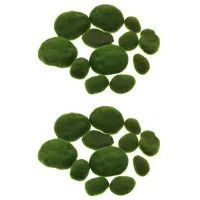 24 Pieces Assorted Sized Artificial Moss Rocks Decorative Faux Stones for Floral Arrangements, Fairy Gardens, Terrariums