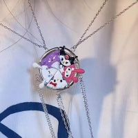 สร้อยคอตัวดูดแม่เหล็กน่ารัก Sanrio สร้อยคอ Hellokitty Mymelody Kuromi สร้อยคอสร้อยคอโซ่คล้องคอไหปลาร้าจี้ผู้หญิงของขวัญวันหยุด