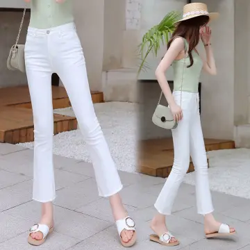Korean Retro Flared Pants High Waist Flare Jeans Women Black Flare Pants  White Flare Pants