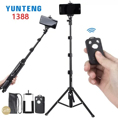 Yunteng ไม้เซลฟี่สติ๊ก1388 1688 51In พร้อมที่ชาร์จไร้สายบลูทูธติดขาตั้งกล้องแบบพกพาระยะไกลสำหรับสตรีมสดสมาร์ทโฟน