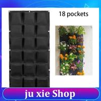 JuXie store 18 Pockets Wall-mounted Planting Bags Planter Vertical Black Pockets Wall Hanging Bags Garden Tools Flower Plant Pot