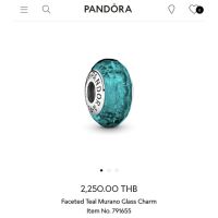 [พร้อมส่ง] New Pandora Faceted Teal Murano Glass Charm