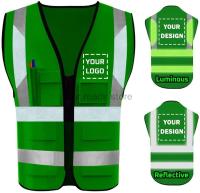 Cyclying Reflective Safety Vest For Women Men High Visibility Security With Pockets Zipper Front Meets ANSI/ISEA Standards