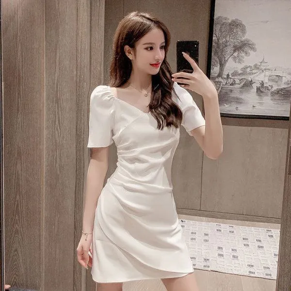 Summer White Dress For Graduation Dress For Woman Casual Dress Korean Style  Formal Dress Elegant | Lazada Ph