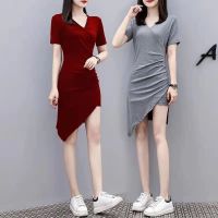 COD SDFGERTYTRRT Women Dress 2021 New Irregular Design Waist Closed Slim Dress Short Sleeve Dress