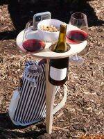 【CW】 Wine Table with Round Desktop Glass Goblet Holder for Outdoor Camping Rack