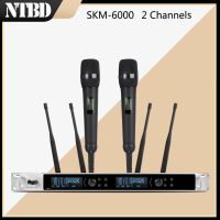 NTBD Home KTV Party Stage Performance Wedding Church SKM6000 UHF 2 Channel 2 Handheld Dual Wireless Microphone System Dynamic