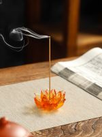 Zen lotus glass line incense burner seat ceramic Japanese-style home for Buddha utensils tea table road decoration