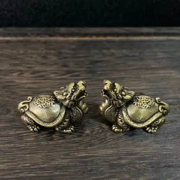 Brass Figures,Antique Decor,Antique Copper Solid Longevity Dragon Turtle  Miniature Figurines Desk Ornament Vintage Brass Animal Sculpture Craft Home  Decor : : Home
