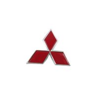 logo mitsubishi size:7.5 cm สีแดง ขอบชุปโครเมี่ยม 1 ชิ้นมีบริการเก็บเงินปลายทาง