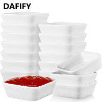 DAFIFY ถ้วยจานซอสถั่วเหลืองเครื่องกระเบื้องสีขาวสี่เหลี่ยมเซรามิกสำหรับบาร์บีคิวถั่วเหลืองมะเขือเทศถ้วยน้ำจิ้ม-12/แพ็ค