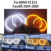 Switchback ผ้าฝ้ายไฟ LED Angel Eye Dual สีขาว Amber สำหรับ BMW E53 Facelift 2004 2005 2006