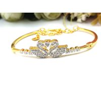 JIJLSHOP jewelryshop365 k607 สร้อยข้อมือข้อมือหงส์คู่  งานทองไมครอน ฝังเพชร cz     ยาว15.5 ปรับได้