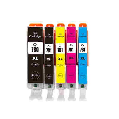 Compatib 5 Packf PGI-780XL CLI-781XL Ink for Canon Full Set High Capacity Print Cartridge PGI780 PGI-780 780 780XL Black ( PGBK ) CLI-781 CLI781 XL 781 781XL BK C M Y Inkjet for PIXMA TS6370 TS707 TS8170 TS8270 TS8370 TS9170 TS9570 TR8570 Printe