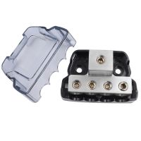 ♨▪ 4 Way Power Distribution Block 1 X 0/2/4 Gauge In /4 X 4/8 Gauge Out Ground Distributor Block For Car Audio Amplifier