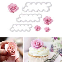 3 ชิ้น/เซ็ต 3D Rose Petal ดอกไม้รูปเครื่องตัด Elegant แม่พิมพ์เค้ก Fondant เค้กตกแต่งแม่พิมพ์หัตถกรรมน้ำตาลแม่พิมพ์ DIY เครื่องมือ-VXCB MALL