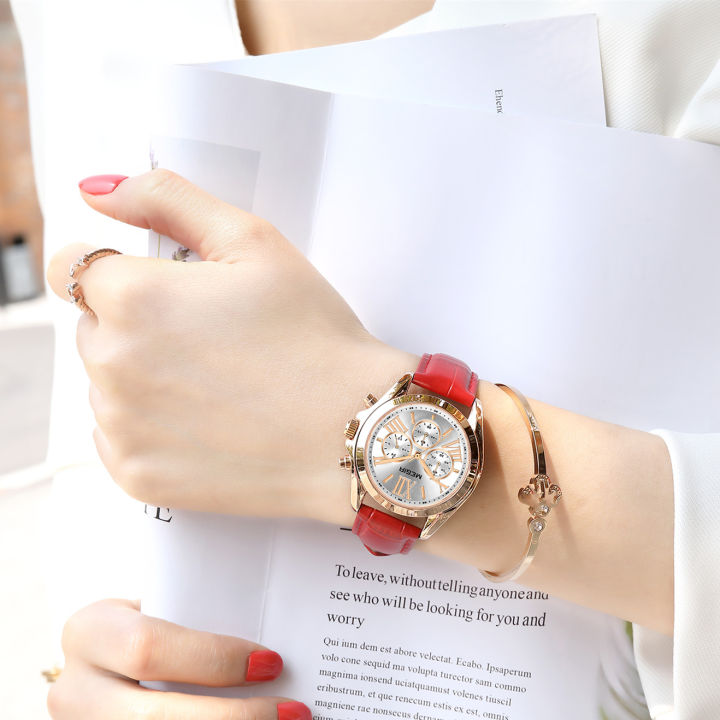 megir-หรูหราหรูหราผู้หญิงนาฬิกาแบรนด์ชั้นนำแฟชั่นสุภาพสตรีนาฬิกาข้อมือเข็มขัดหนังลำลองควอตซ์หญิงชุดนาฬิกา-rulo-mujer