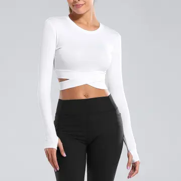 White long sleeve yoga on sale top