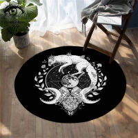 Wolf Galaxy by Pixie Cold Art Round Carpet Moon Child Black Bedroom Area Rugs White Fox Floor Mat Planet Non-slip alfombra 150cm