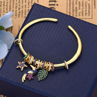 New Flower Bracelets Palm Tree Big Beaked Bird Multi Circle Charm Bangle Bracelet Colorful Zirconia Women Jewelry Zk35