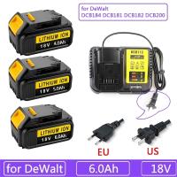 DeWalt 18V 6Ah MAX XR 18650 Battery Power Tool Replacement for DeWalt DCB184 DCB181 DCB182 DCB200 20V 6A Battery With Charger （สต็อกสำเร็จรูป） agapi