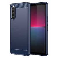 สำหรับ Sony Xperia 10 V คาร์บอนไฟเบอร์เนื้อลายขนแปรง TPU เคสโทรศัพท์ (สีน้ำเงิน) (มีในสต็อก)