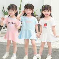 Summer Cotton Girl Dresses Kids Princess Dress Cartoon Girl Sport Short Sleeve T-Shirt Style Home-wear Pajamas Set