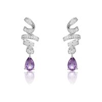 GEMS BALLET Ribbon Swirl Earrings 5x7mm Pear Shape Natural Amethyst Gemstone Drop Earrings in 925 Stering SIlver Gift For Her