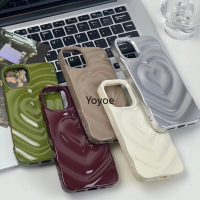 เคสโทรศัพท์น้ำกระเพื่อมหัวใจ3D สีแข็งแกร่งหรูหราสำหรับ iPhone 14 13 12 11 Pro Max 14Plus เคสกล่องกันกระแทกซิลิโคนนิ่ม