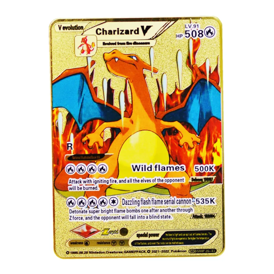 One Pcs Original Cartas Pokemon Cards Metal Toy 88x63mm Cartoon