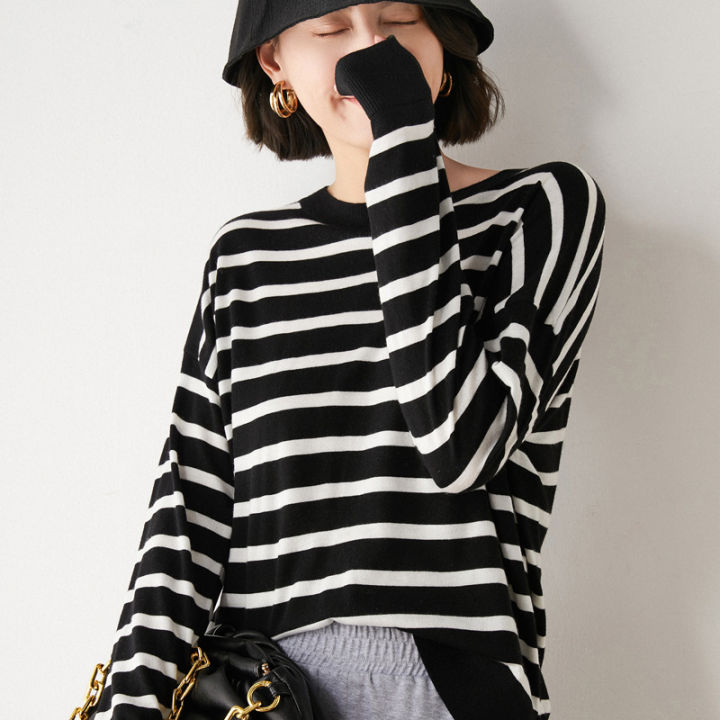 2022-autumn-and-winter-new-korean-style-round-neck-wool-striped-base-sweater-womens-long-sleeved-loose-knit-sweater-womens-thin-inner-2023