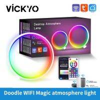 VICKYO Smart Led Desktop Decorative Lamp Tuya Wifi RGB Ambient Night Lights Music Rhythm Voice Control For Bedroom Game Room NEW Night Lights