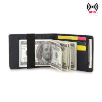 RFID Mens Beauty Money Clip กระเป๋าสตางค์สั้นสำหรับผู้ชาย Cross Pattern PU วงยืดหยุ่นสร้างสรรค์ซองการ์ด F3TU