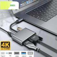 B3D1 Type-C 4in1 4K Hub อะแดปเตอร์ ตัวแปลงเสียง พิมพ์ C เป็น HDMI/VGA/USB/USB-C