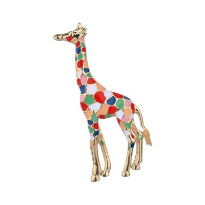 Fashion Enamel Giraffe Brooches for Women Cute Animal Brooch Pin Jewelry Gold Color Exquisite Gift