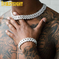 New Iced Out Bling 19mm Baguette CZ Heavy Chunky Cuban Link Chain Necklace Silver Color 5A Zircon Big Hip Hop Men Women Jewelry