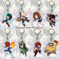 20pcslot Anime My Hero Academia Keychain Two-sided Izuku Bakugou Katsuki Todoroki Shoto Figure Pendant Chaveio Accessories Gift