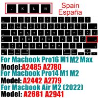 (อุปกรณ์เสริมแป้นพิมพ์ใหม่) สำหรับ M2 MacBook Air ใหม่ A2681 A2442 2022 A2485 Pro14 Cvoord Russia Chile แป้นพิมพ์ฝรั่งเศสเกาหลีซิลิโคน C